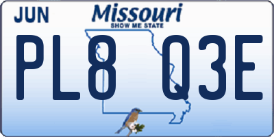 MO license plate PL8Q3E