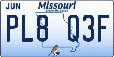 MO license plate PL8Q3F