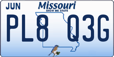 MO license plate PL8Q3G