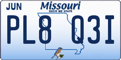 MO license plate PL8Q3I
