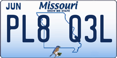 MO license plate PL8Q3L