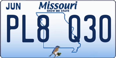 MO license plate PL8Q3O