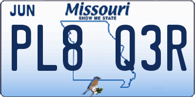 MO license plate PL8Q3R