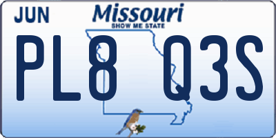 MO license plate PL8Q3S