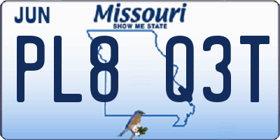 MO license plate PL8Q3T