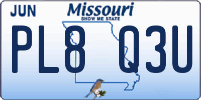 MO license plate PL8Q3U