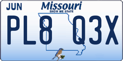 MO license plate PL8Q3X