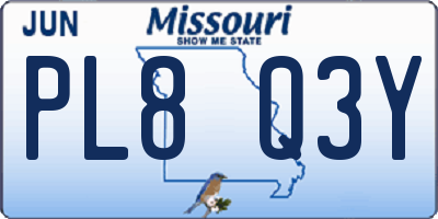 MO license plate PL8Q3Y