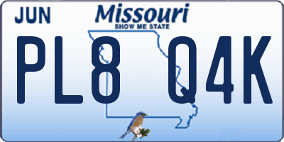 MO license plate PL8Q4K