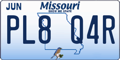 MO license plate PL8Q4R
