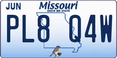 MO license plate PL8Q4W
