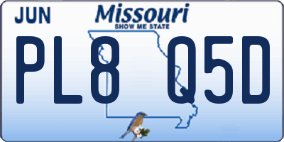 MO license plate PL8Q5D
