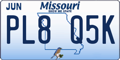MO license plate PL8Q5K