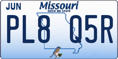 MO license plate PL8Q5R