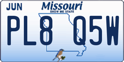 MO license plate PL8Q5W