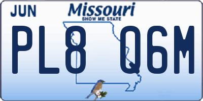 MO license plate PL8Q6M
