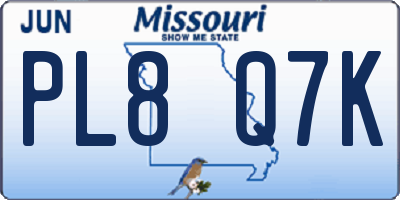 MO license plate PL8Q7K