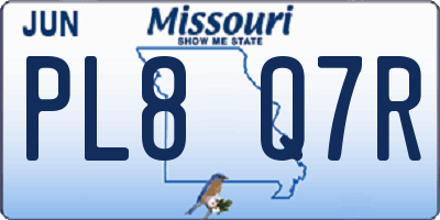 MO license plate PL8Q7R