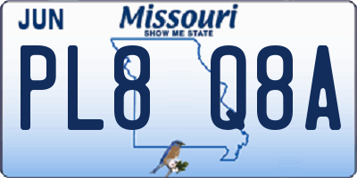 MO license plate PL8Q8A