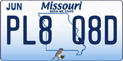 MO license plate PL8Q8D