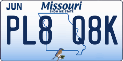 MO license plate PL8Q8K