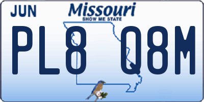 MO license plate PL8Q8M