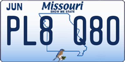 MO license plate PL8Q8O