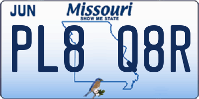 MO license plate PL8Q8R