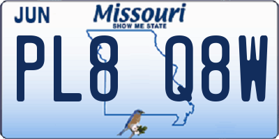 MO license plate PL8Q8W