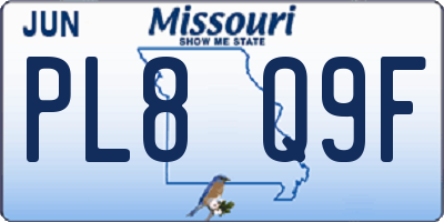 MO license plate PL8Q9F