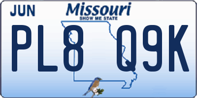 MO license plate PL8Q9K