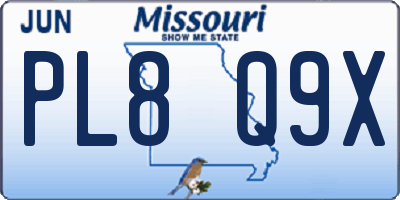 MO license plate PL8Q9X