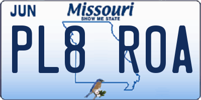 MO license plate PL8R0A