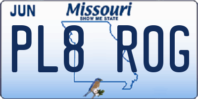 MO license plate PL8R0G