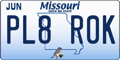 MO license plate PL8R0K