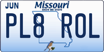 MO license plate PL8R0L