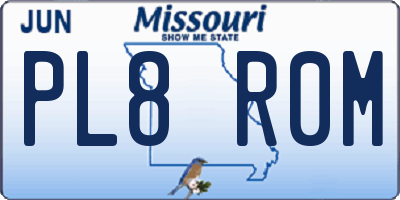 MO license plate PL8R0M