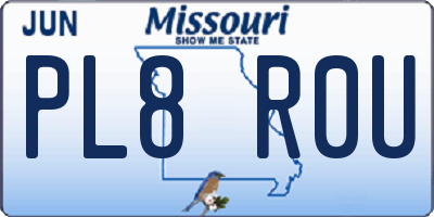 MO license plate PL8R0U