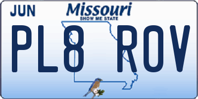 MO license plate PL8R0V