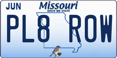 MO license plate PL8R0W
