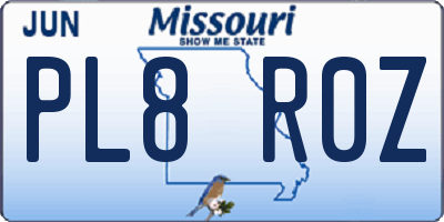 MO license plate PL8R0Z