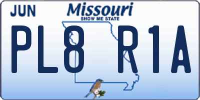 MO license plate PL8R1A