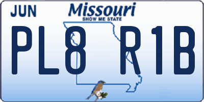 MO license plate PL8R1B