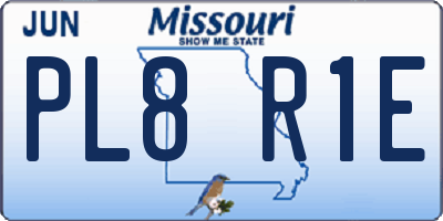MO license plate PL8R1E
