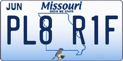 MO license plate PL8R1F