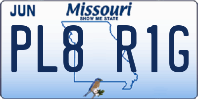 MO license plate PL8R1G