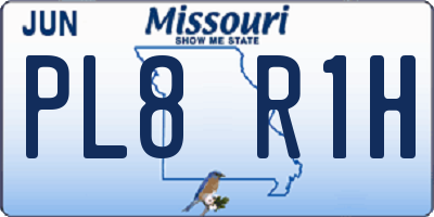 MO license plate PL8R1H