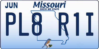 MO license plate PL8R1I