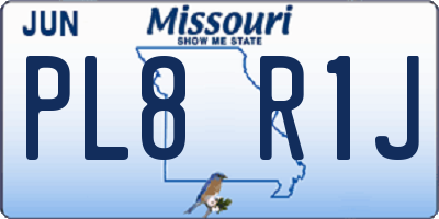 MO license plate PL8R1J
