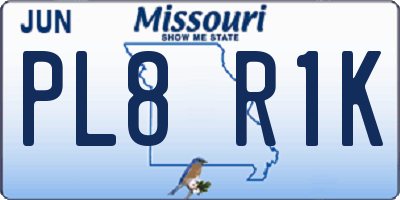 MO license plate PL8R1K